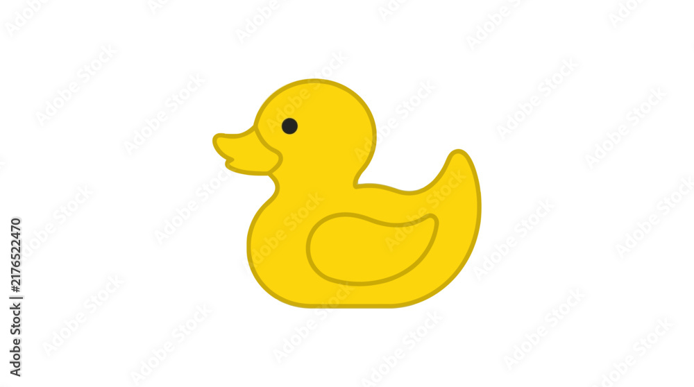 Fototapeta premium Rubber duck icon isolated on a clean white background illustrating a classic yellow toy.