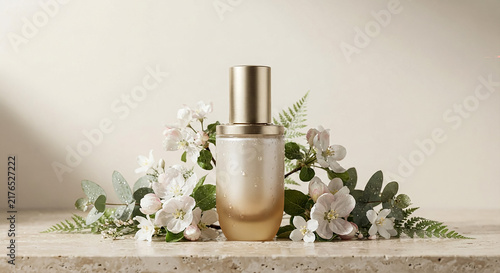 bottle of perfume and flowers