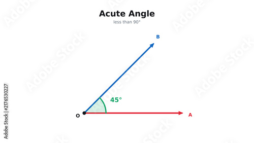 Konstfotografi Acute Angle Diagram with Two Labelled Rays and a 45 Degree Arc