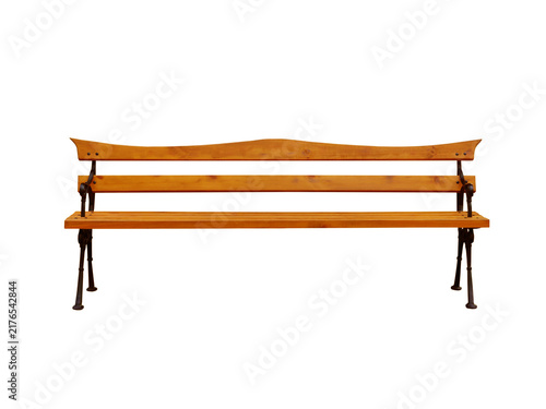 Canvas Print wooden park bench isolated on white background