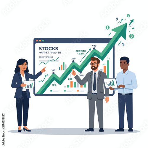 Business Growth Analytics Illustration with Upward Trend Chart