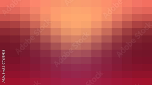 Minimalist pixel mosaic background with a smooth gradient transition from bright orange to deep burgundy red for digital creative projects and modern graphic design layouts.