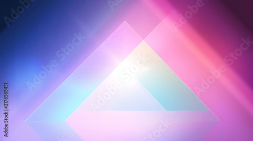 Geometric triangle in soft gradient light with bokeh and reflection