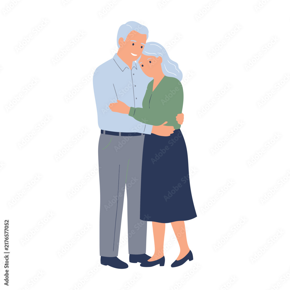 Obraz premium Elderly Couple Embracing Each Other with Affectionate Support and Love