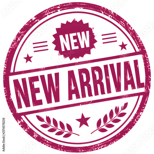 New arrival vintage stamp style badge with laurel leaves and star design