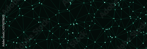 Abstract digital plexus network on black background, illustrating a glowing neural grid pattern for modern technology and data visualization concept