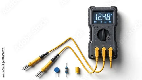 Plakat Digital Multimeter and Test Leads for Electrical Testing