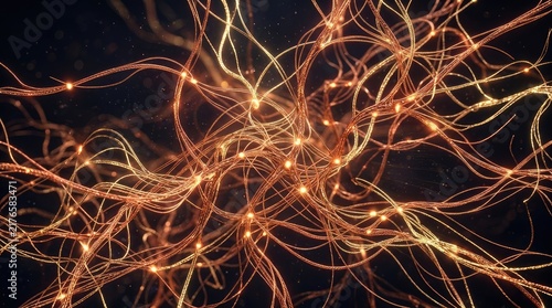 Glowing Abstract Neural Network Connection Lines on Dark Background