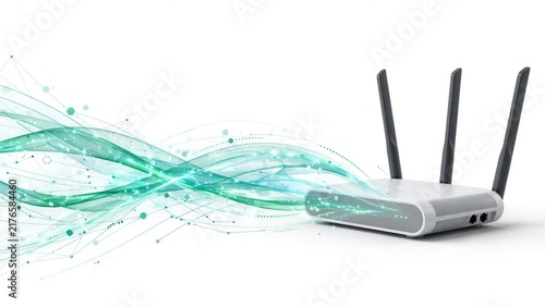 Obraz na płótnie Abstract Data Signal Flow from Wireless Router Technology