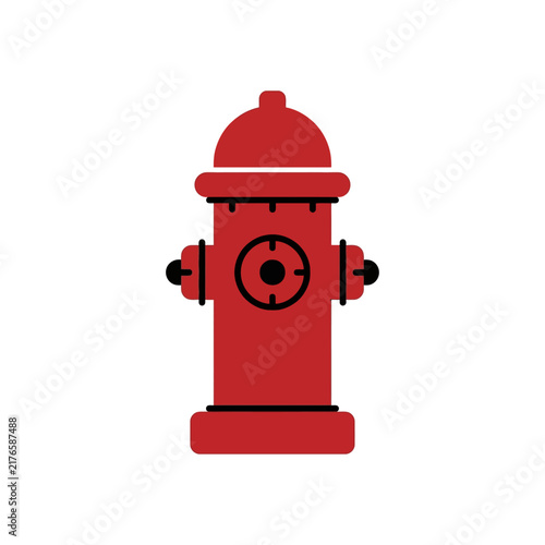 Vector illustration of a classic red fire hydrant for water supply, isolated on white background