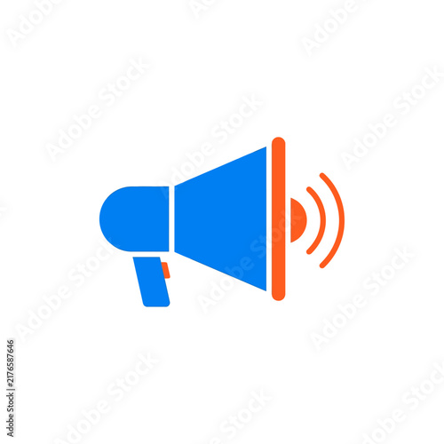 Flat vector illustration of a red megaphone bullhorn for emergency alerts, isolated on white background