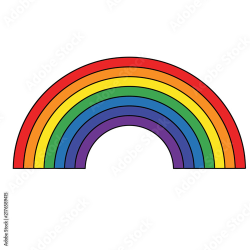 Rainbow arc with multiple colors