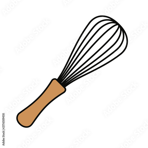 Whisk with a brown handle