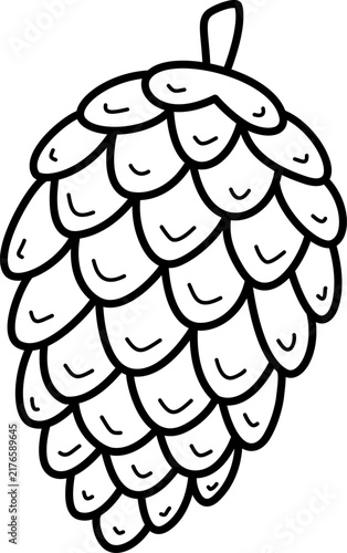 Pine cone line art vector illustration, fir cone outline coloring page