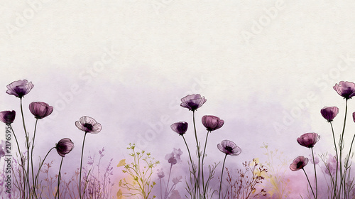 Purple Poppies in Soft Pastel Mist