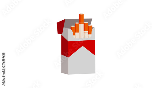 Minimalist Vector Illustration of Open Red and White Cigarette Pack