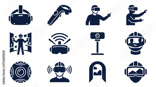 Virtual reality and augmented reality technology symbols.