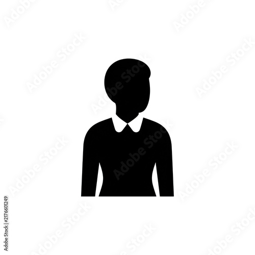 Woman avatar silhouette representing student or office worker for professional user profile identification.