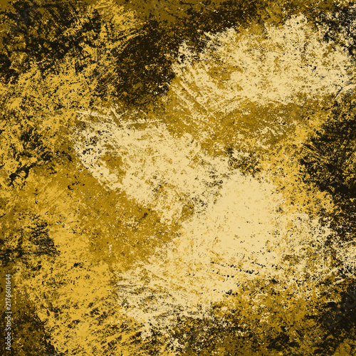 Abstract Golden Ochre and Cream Grunge Paint Texture Background.