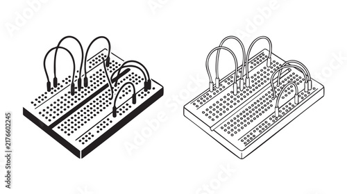 Foto breadboard icon design, electrical prototyping