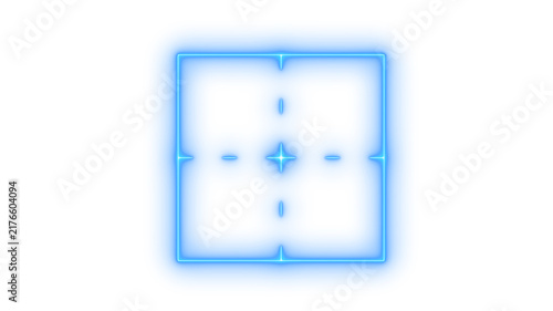 Foto Glowing neon camera viewfinder focus icon isolated on transparent background