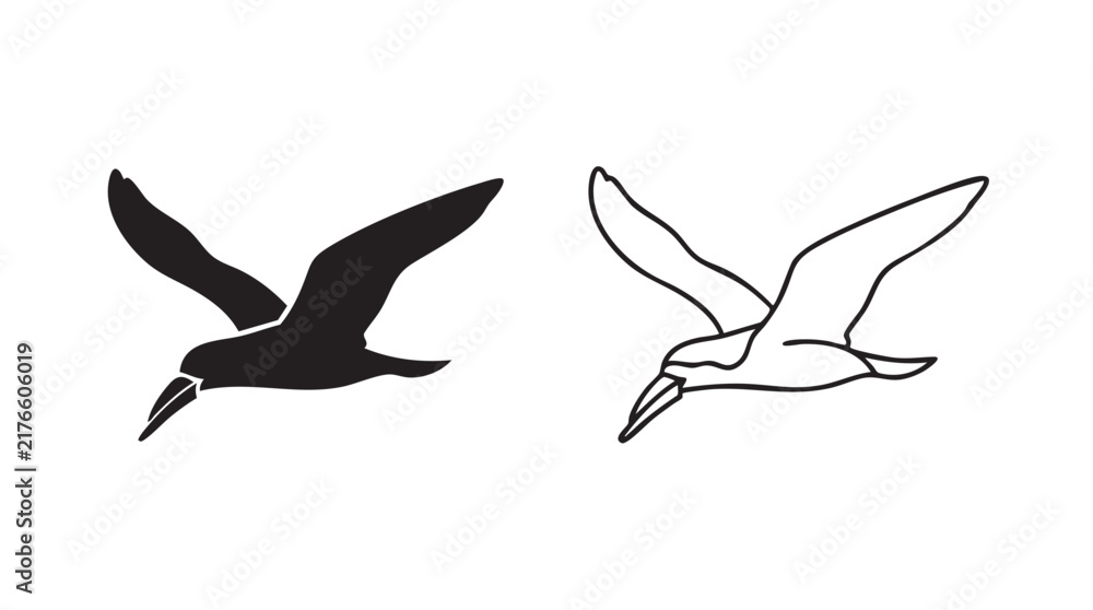 Obraz premium skimmer bird icon set, vector illustration featuring black