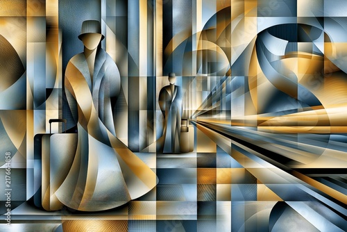 AI-generated illustration of travel viewed through a psychedelic lens -- at the train station where groovy patterns are the norm
