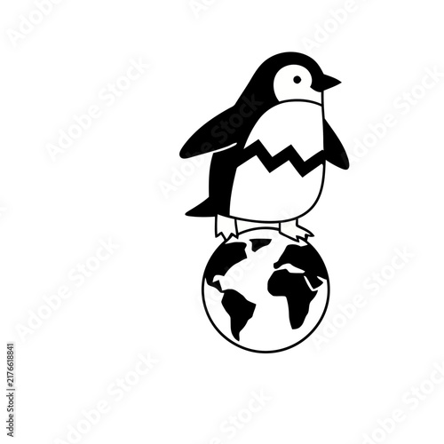 Penguin standing on planet Earth