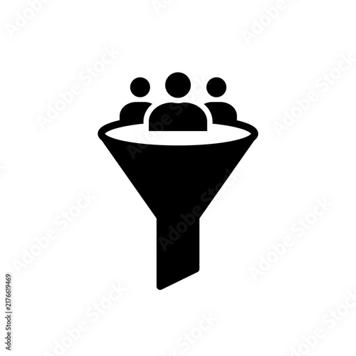 Black silhouette icon representing lead generation and sales funnel with people.