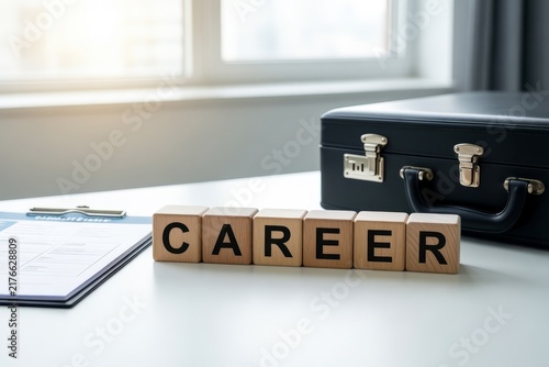 Letter Blocks Spelling CAREER on Business Desk
