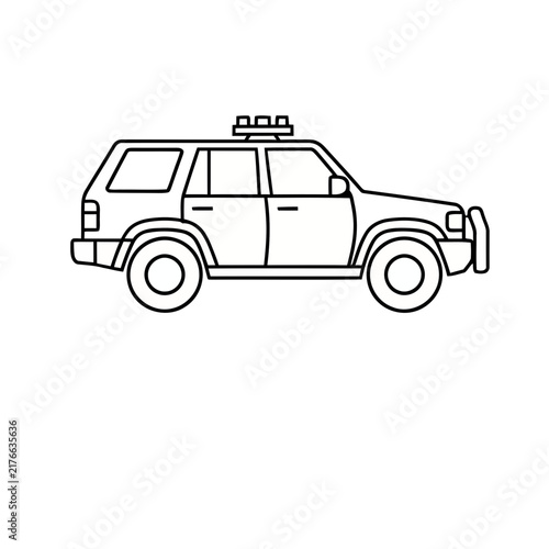 Outline of a police SUV with lights