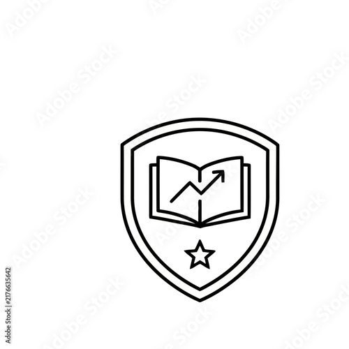 Shield with Open Book and Growth Chart Icon