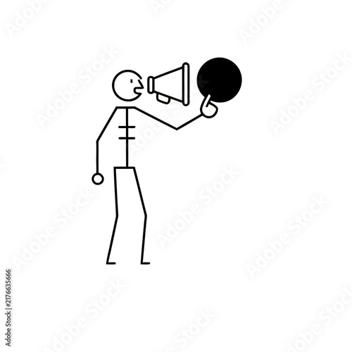 Stick figure with megaphone and ball