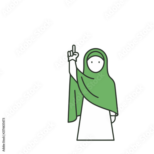 Woman in Hijab Pointing Up