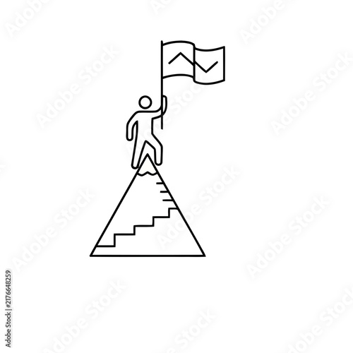 Person on mountain peak with flag