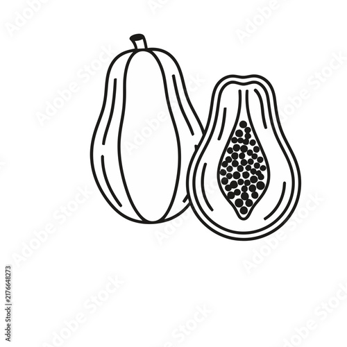 Papaya fruit outline