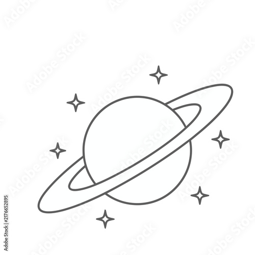 Planet with rings and stars icon