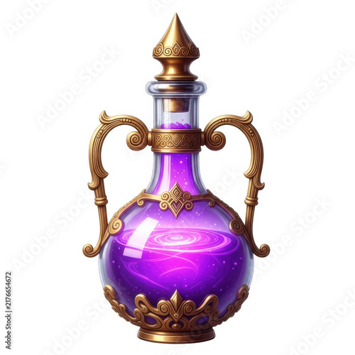 Purple potion bottle with golden decorative top