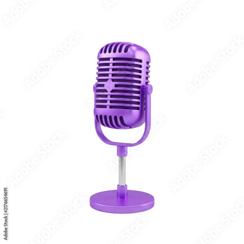 Purple vintage microphone on stand