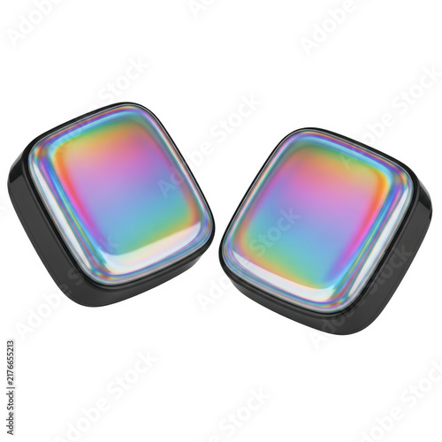 Two colorful abstract geometric cubes with gradient
