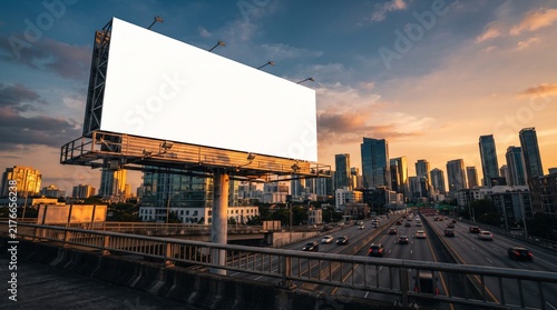 White billboard in city center