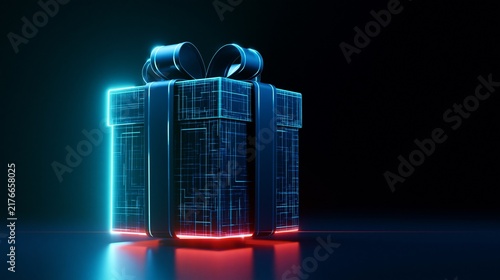 Futuristic gift box icon black friday design ideal for Black Friday and Cyber Monday promotions and online store campaigns