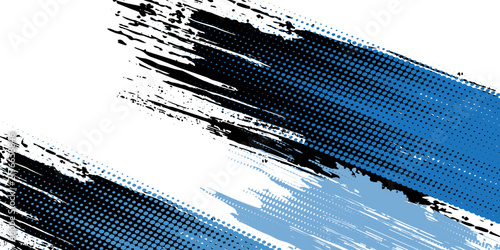 Abstract Blue and White Grunge Background with Halftone Style. Brush Stroke Illustration for Banner, Poster. Sports Background.