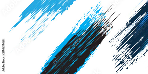 Abstract Blue and White Grunge Background with Halftone Style. Brush Stroke Illustration for Banner, Poster. Sports Background.
