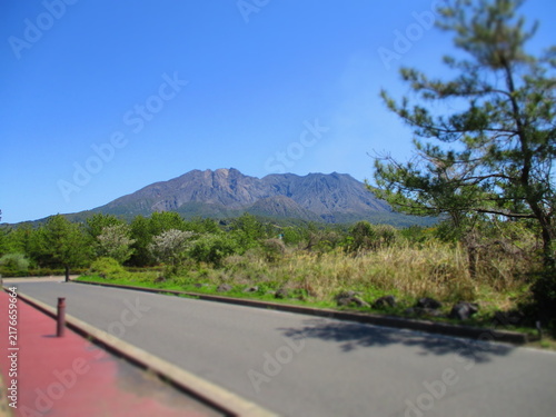 Cuadro en lienzo Sakurajima, Kagoshima, Japan - Diorama Effect