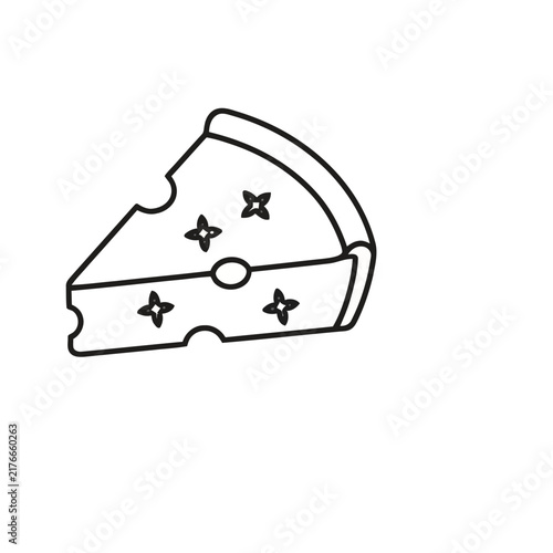 Slice of cheese with decorative elements