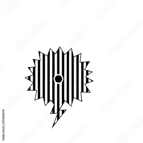 Speech bubble with stripes and circle