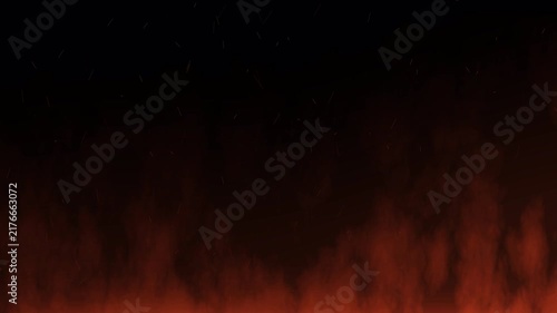Burning hot sparks rising or flying up from the fire in the dark night sky overlay on black Background 4K