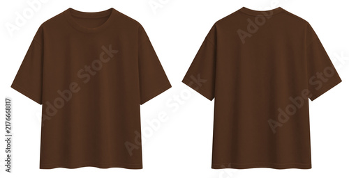 Fotografie Brown T-Shirt Apparel Mockup Front and Back Isolated Background