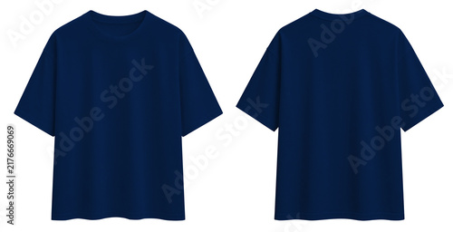 Plain Navy Blue T-Shirt Apparel Mockup Front and Back Isolated Background